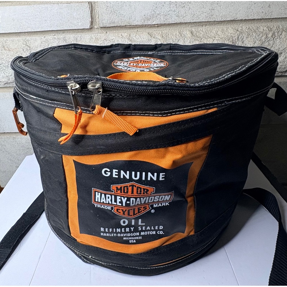 Harley Davidson Motor Oil Soft Cooler Bag 5 Gallon Black‎ Orange Biker Insulated